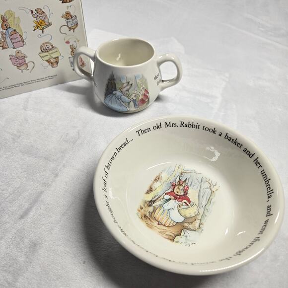 Wedgwood Peter Rabbit Beatrix Potter 2 Piece Porcelain Nursery Set NOB - Picture 6 of 7